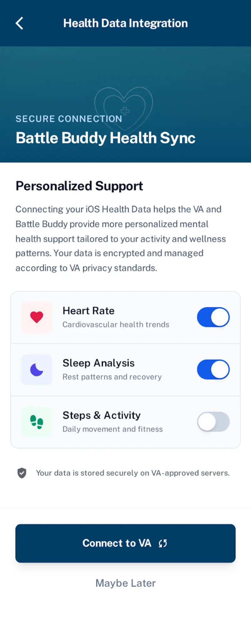 VA health data access request screen