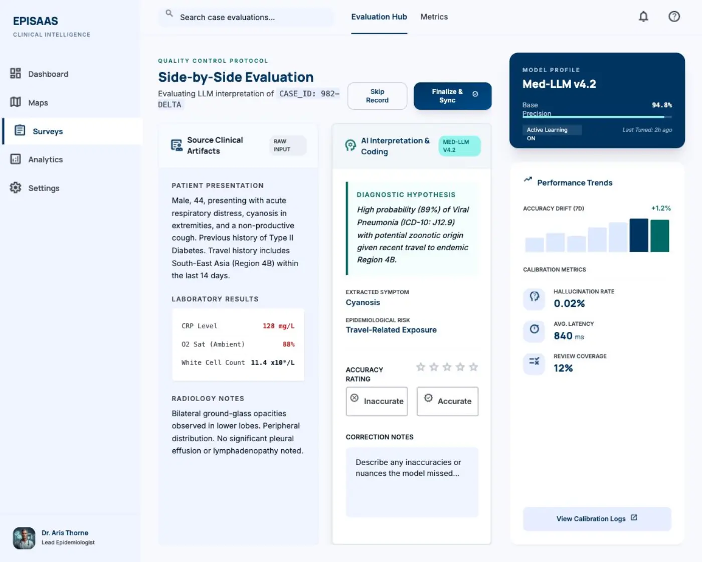 AI case evaluation with human-in-the-loop review queue
