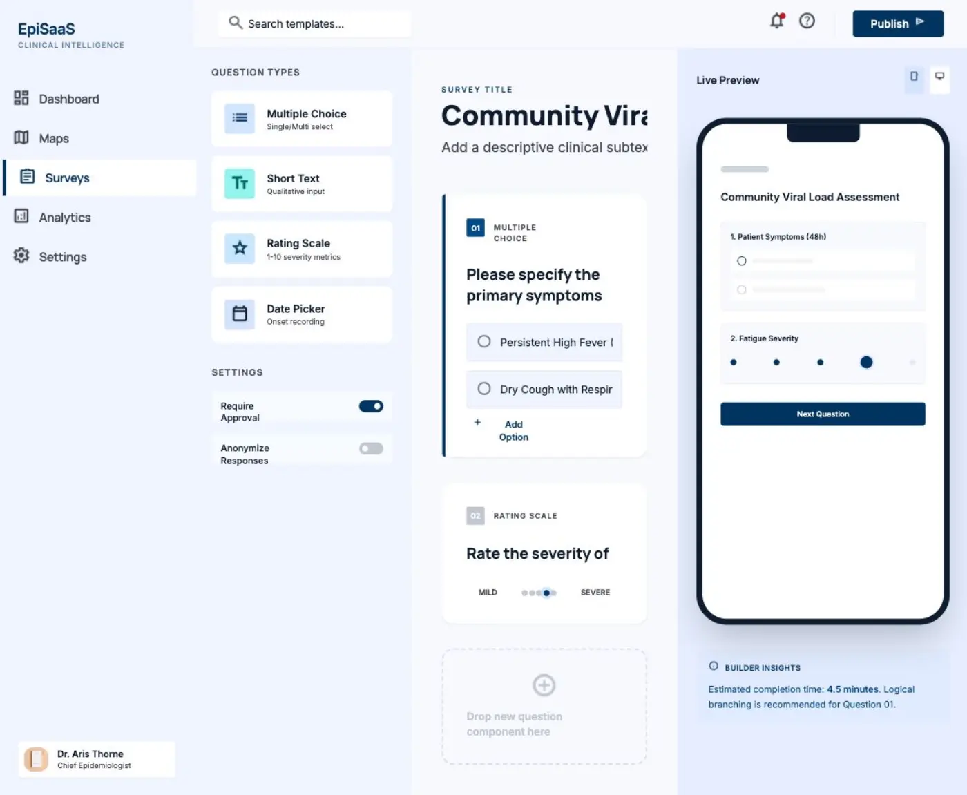 Epidemiological survey builder